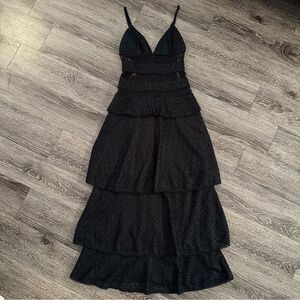 Monique Lhuillier Teired Eyelet Dress